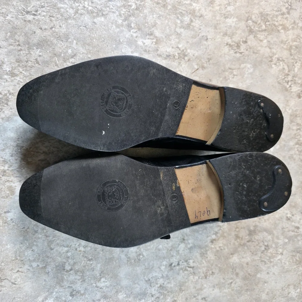 Mamucci Black Leather Suede Strapped Buckle Oxfords Mens 12 Made in Italy
